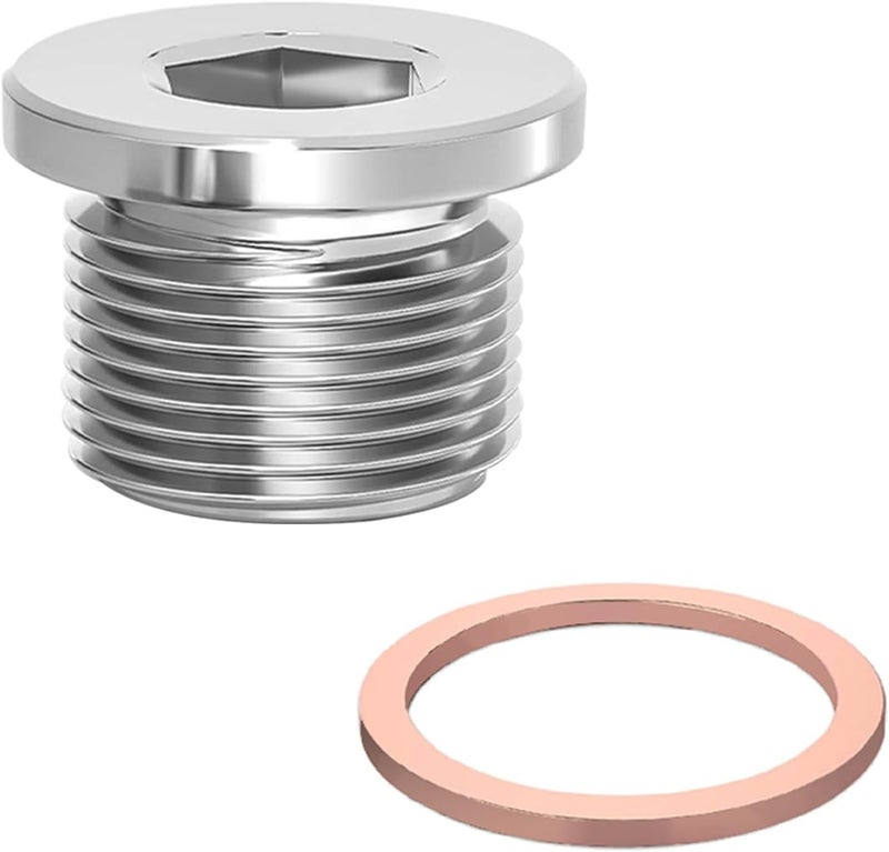 Sunxeke M18 x 1.5 Sensor Plug Standard with Inner Hex Head,304 Stainless Steel Universal Fit with Red Copper O-Ring for Motorbike,Trucks and Motorcycles - Image 1